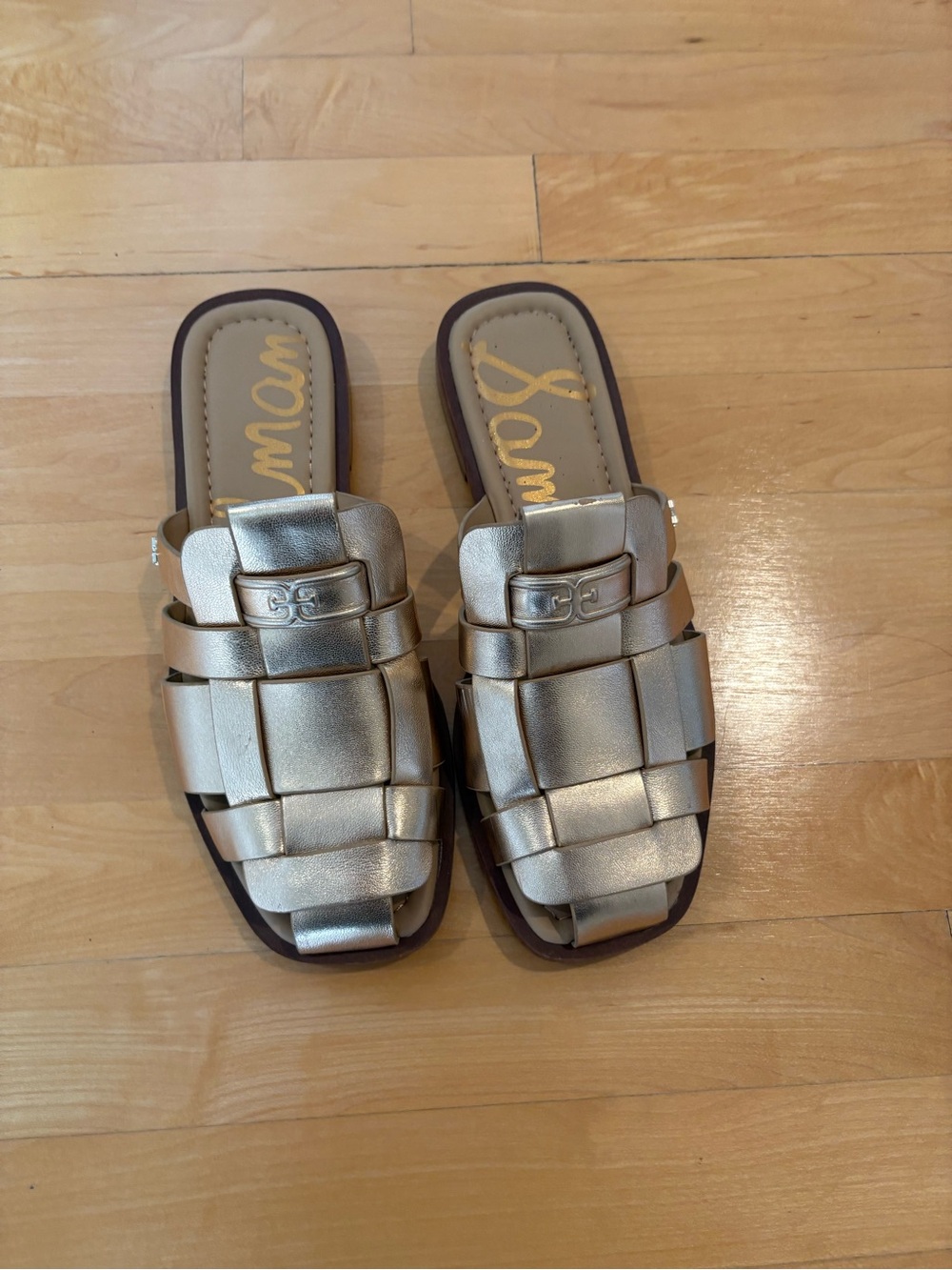 Sam Edelman Dina Gold Woven Slide Mules, Size 8.5M - Picture 4 of 8